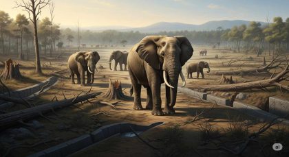 Ilustrasi populasi gajah terancam